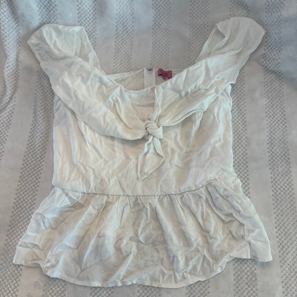 nwt new miami white peplum short sleeve size XL